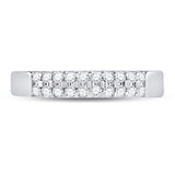 14kt White Gold Womens Round Diamond Double Row Band Ring 1/4 Cttw