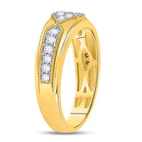 14kt Yellow Gold Mens Round Diamond Milgrain Wedding Band Ring 1/2 Cttw