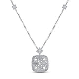 Sterling Silver Womens Round Diamond Filigree Fashion Necklace 1/10 Cttw