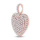 14kt Rose Gold Womens Round Diamond Fashion Heart Pendant 1-1/4 Cttw