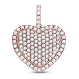 14kt Rose Gold Womens Round Diamond Fashion Heart Pendant 1-1/4 Cttw