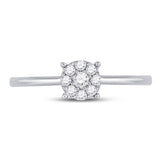 10kt White Gold Womens Round Diamond Cluster Ring 1/8 Cttw