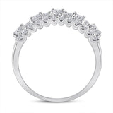 14kt White Gold Womens Round Diamond Right Hand Three-Row Band Ring 1 Cttw