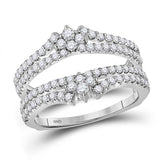 14kt White Gold Womens Round Diamond Wedding Wrap Ring Guard Enhancer /8 Cttw