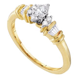 10kt Yellow Gold Womens Marquise Diamond Solitaire Promise Ring 1/5 Cttw