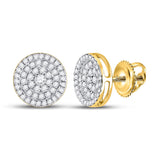 10kt Yellow Gold Mens Round Diamond Circle Earrings 3/4 Cttw