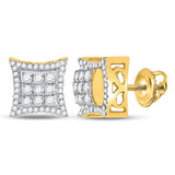 10kt Yellow Gold Mens Round Diamond Kite Square Earrings 5/8 Cttw
