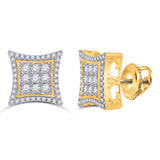 14kt Yellow Gold Mens Round Diamond Kite Cluster Earrings 1 Cttw