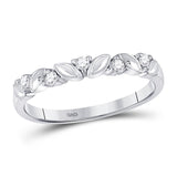 14kt White Gold Womens Round Diamond 5-Stone Stackable Band Ring 1/10 Cttw