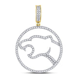 10kt Yellow Gold Mens Round Diamond Panther Charm Pendant 1/2 Cttw
