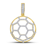 10kt Yellow Gold Mens Round Diamond Soccer Ball Football Charm Pendant 1/2 Cttw