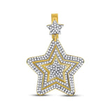 10kt Yellow Gold Mens Round Diamond Concentric Star Charm Pendant 1-3/4 Cttw