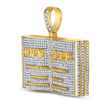 10kt Yellow Gold Mens Round Diamond Holy Bible Charm Pendant 1-3/4 Cttw