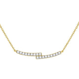 14kt Yellow Gold Womens Round Diamond Curved Bypass Bar Necklace 1/2 Cttw