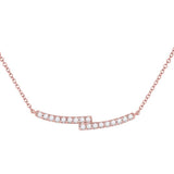 14kt Rose Gold Womens Round Diamond Curved Bypass Bar Necklace 1/2 Cttw