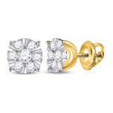 14kt Yellow Gold Womens Round Diamond Fashion Cluster Earrings 1/2 Cttw