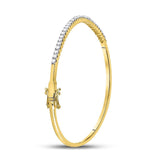 14kt Yellow Gold Womens Round Diamond Bangle Bracelet 1 Cttw