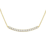 14kt Yellow Gold Womens Round Diamond Curved Bar Necklace 3/4 Cttw