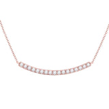 14kt Rose Gold Womens Round Diamond Curved Bar Necklace 3/4 Cttw
