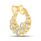 10kt Yellow Gold Womens Round Diamond Holiday Wreath Pendant 1/2 Cttw