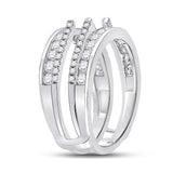 14kt White Gold Womens Round Diamond Wedding Wrap Ring Guard Enhancer 1 Cttw