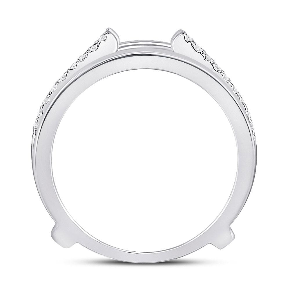 14kt White Gold Womens Round Diamond Wedding Wrap Ring Guard Enhancer 1 Cttw