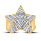 10kt Yellow Gold Mens Round Diamond Star Statement Ring 1 Cttw