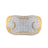 10kt Yellow Gold Mens Round Diamond Fashion Cluster Ring 1/2 Cttw