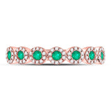 10kt Rose Gold Womens Round Emerald Diamond Stackable Band Ring 1/2 Cttw