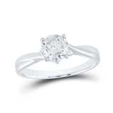14kt White Gold Round Diamond Solitaire Bridal Wedding Engagement Ring 1 Cttw