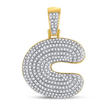 10kt Yellow Gold Mens Round Diamond Initial C Letter Charm Pendant 3/4 Cttw