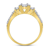10kt Yellow Gold Womens Round Diamond 3-stone Bridal Wedding Engagement Ring 1/3 Cttw