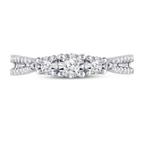10kt White Gold Round Diamond 3-stone Bridal Wedding Engagement Ring 1/3 Cttw