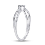 10kt White Gold Womens Round Diamond Solitaire Promise Ring 1/10 Cttw
