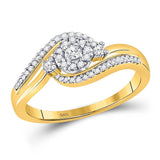 10kt Yellow Gold Womens Round Diamond Cluster Promise Ring 1/5 Cttw