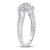 10kt White Gold Womens Round Diamond Cluster Promise Ring 1/5 Cttw