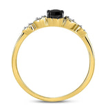 10kt Yellow Gold Round Black Color Enhanced Diamond Solitaire Bridal Wedding Ring 1/3 Cttw