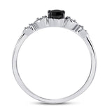 10kt White Gold Round Black Color Enhanced Diamond Solitaire Bridal Wedding Ring 1/3 Cttw
