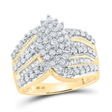 10kt Yellow Gold Womens Round Diamond Oval-shape Cluster Ring 1 Cttw
