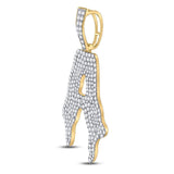10kt Yellow Gold Mens Round Diamond Drip A Letter Charm Pendant 2-1/4 Cttw