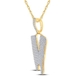 10kt Yellow Gold Mens Round Diamond Dripping V Letter Charm Pendant 2-7/8 Cttw