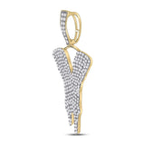 10kt Yellow Gold Mens Round Diamond Dripping Y Letter Charm Pendant 2-1/3 Cttw