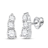 10kt White Gold Womens Round Diamond 3-stone Earrings 1/4 Cttw
