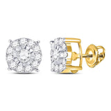 10kt Yellow Gold Womens Round Diamond Fashion Stud Earrings 5/8 Cttw