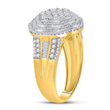10kt Yellow Gold Mens Round Diamond Large Cluster Band Ring 1-1/2 Cttw