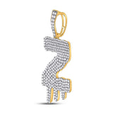 10kt Yellow Gold Mens Round Diamond Dripping Z Letter Charm Pendant 2-7/8 Cttw
