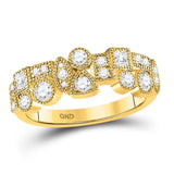 10kt Yellow Gold Womens Round Diamond Modern Gemometric Band Ring 5/8 Cttw