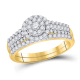 10kt Yellow Gold Round Diamond Bridal Wedding Ring Band Set 3/4 Cttw
