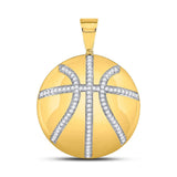 10kt Yellow Gold Mens Round Diamond Basketball Charm Pendant 7/8 Cttw