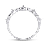 10kt White Gold Womens Round Diamond Crown Stackable Band Ring 1/5 Cttw